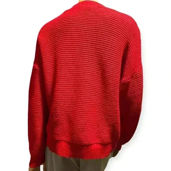 Eloquii women's red holiday Red Open V-Neck Sweater Cozy Knit size 16/18 - Picture 8 of 10